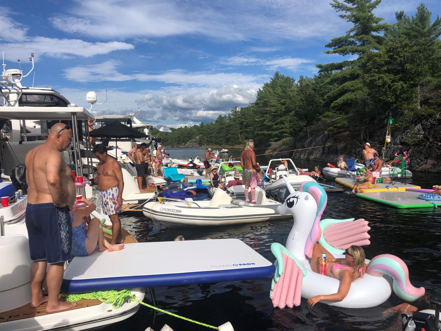 Boaters enjoying their time on a Rendezvous